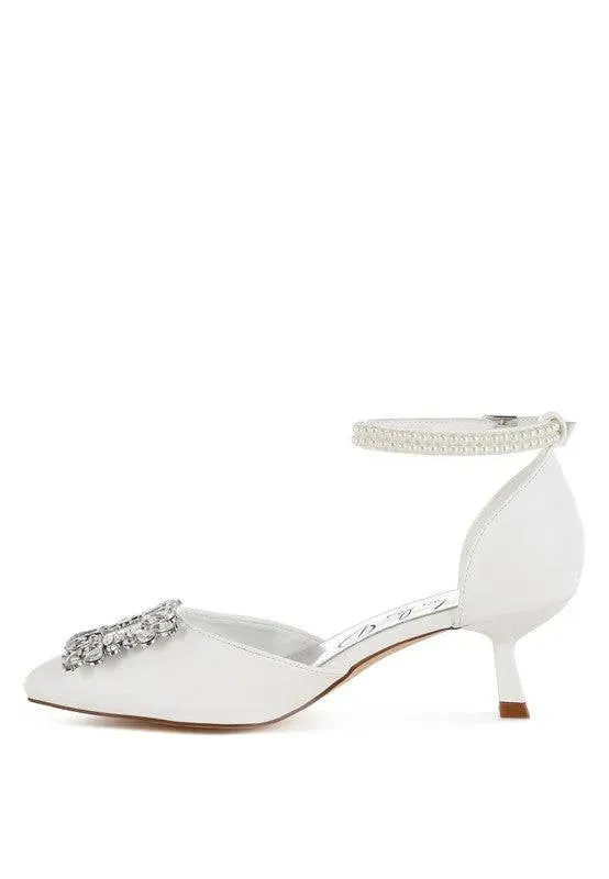 Onkana Diamante Brooch Kitten Heel Sandals