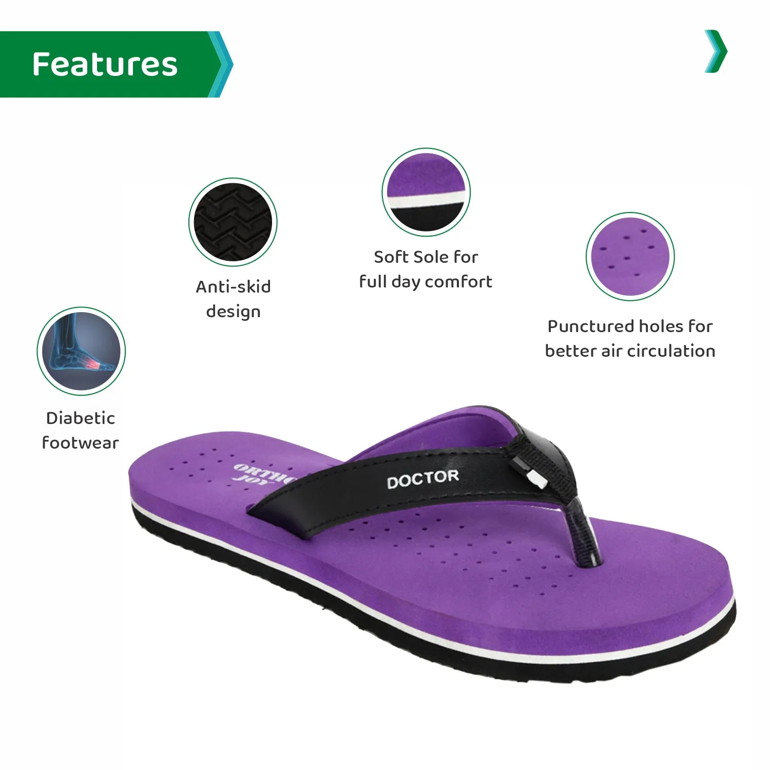 ORTHO JOY  Orthopaedic Comfort Fit Slippers.