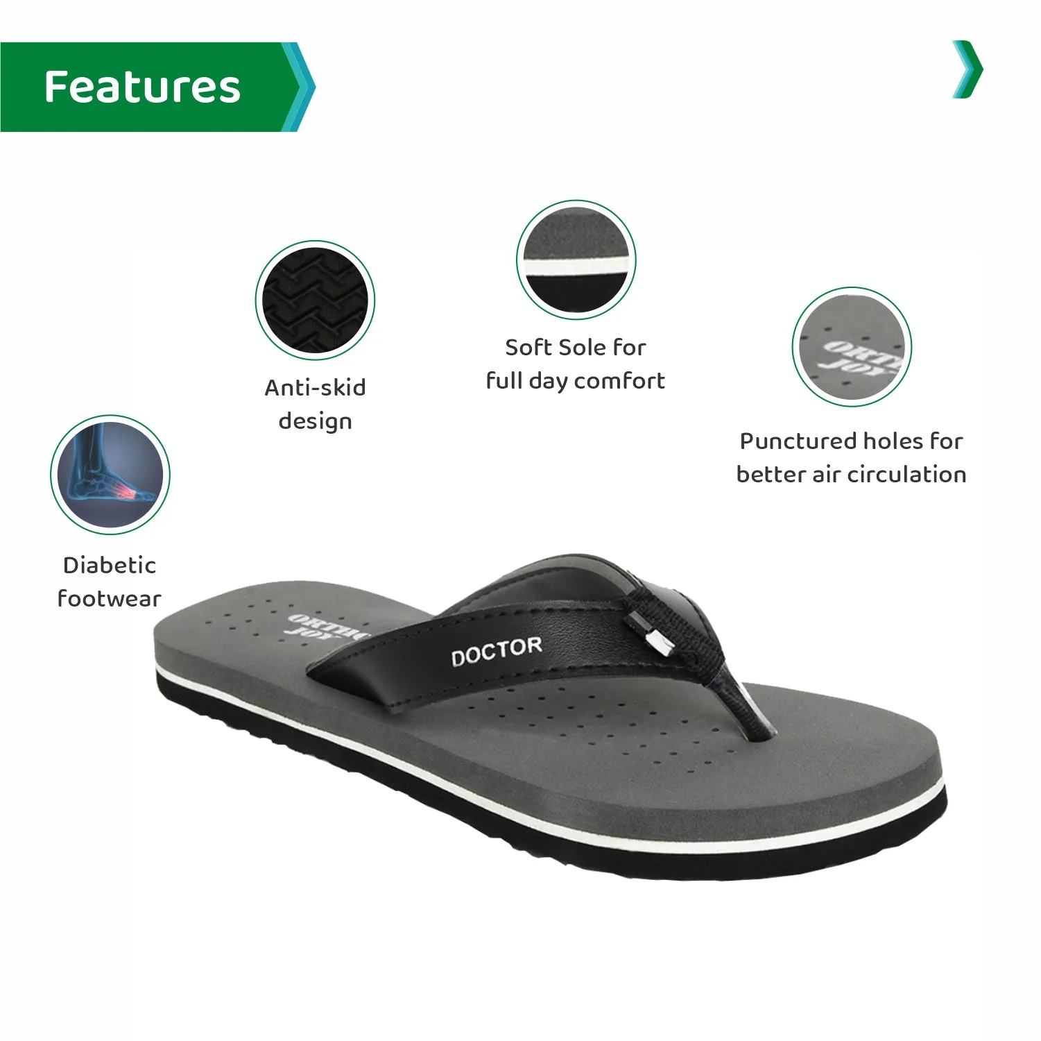 ORTHO JOY  Orthopaedic Comfort Fit Slippers.