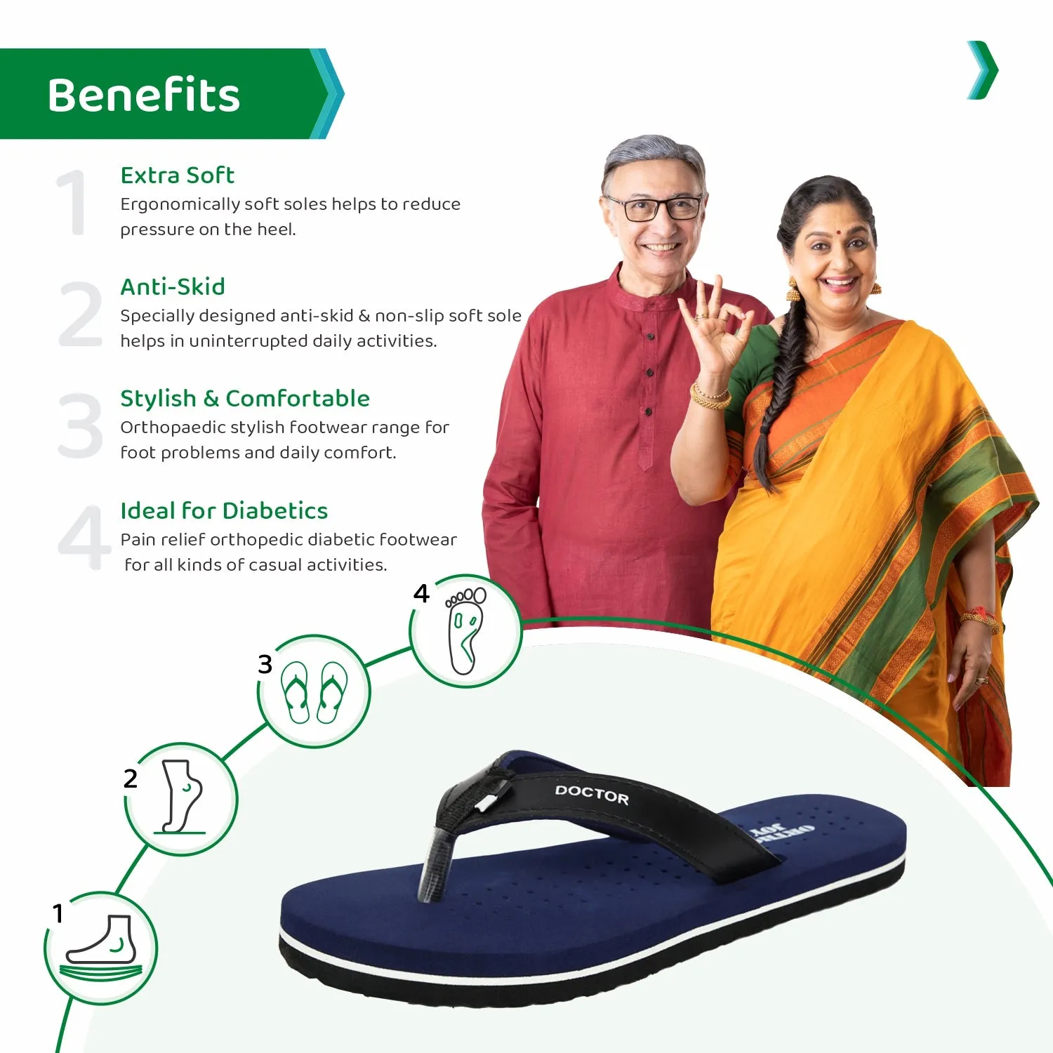 ORTHO JOY  Orthopaedic Comfort Fit Slippers.