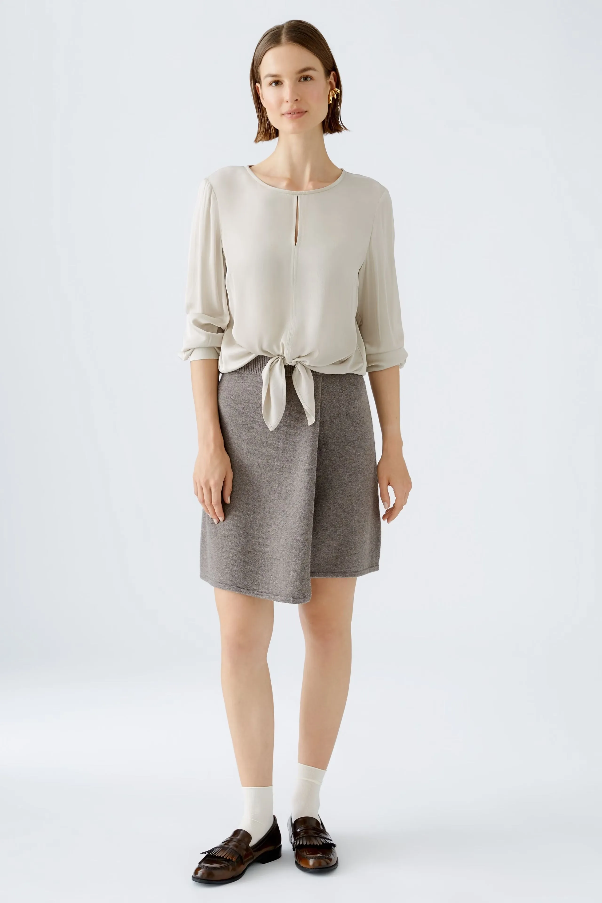 Oui Blouse With Tie Detail Light Stone