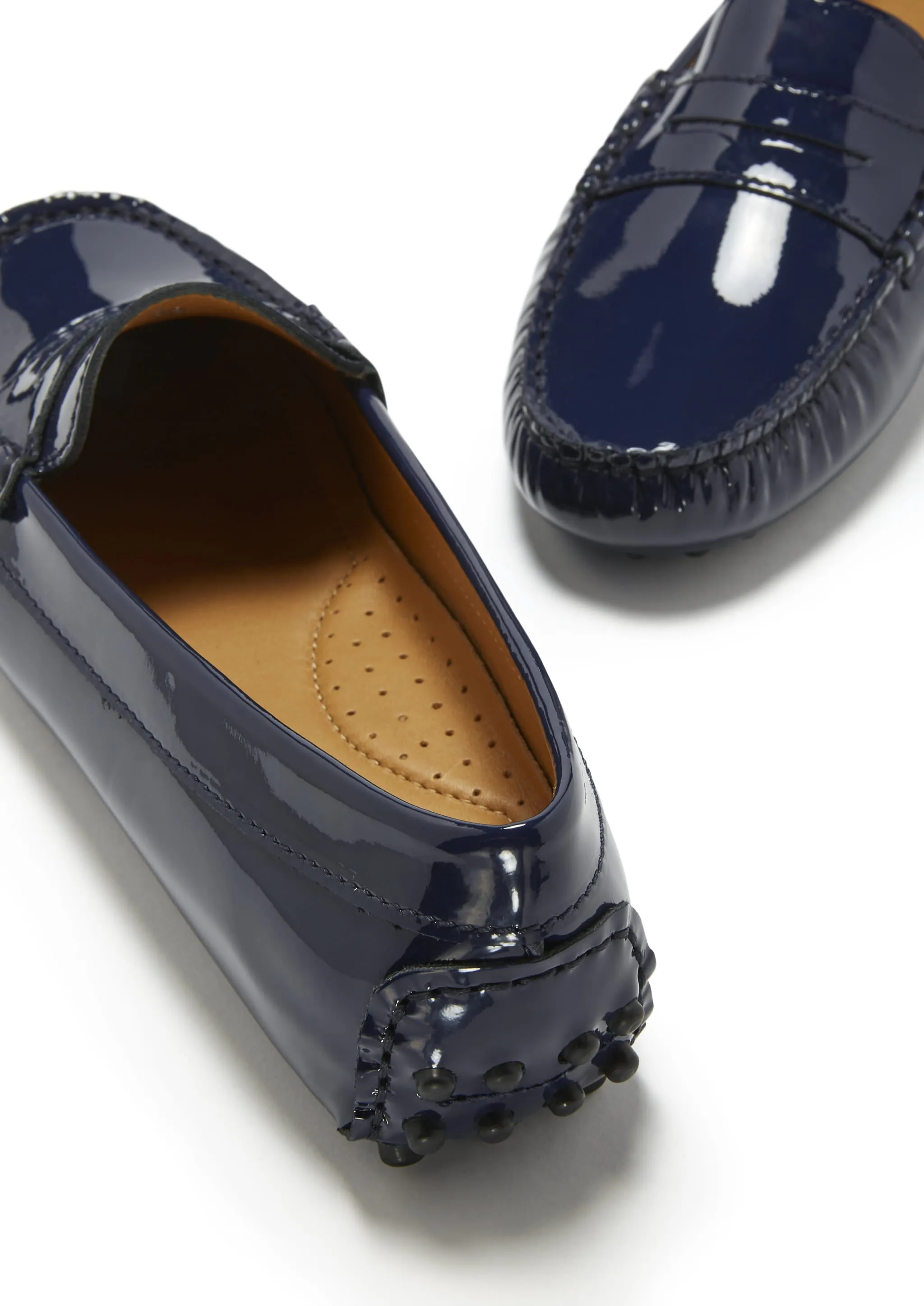 Penny Driving Loafers, navy blue patent leather