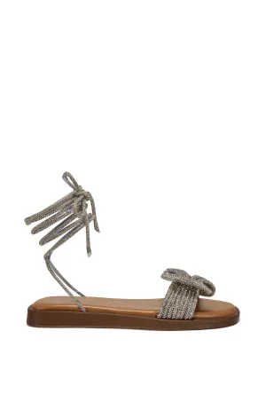 PETALED-SILVER FLAT SANDAL