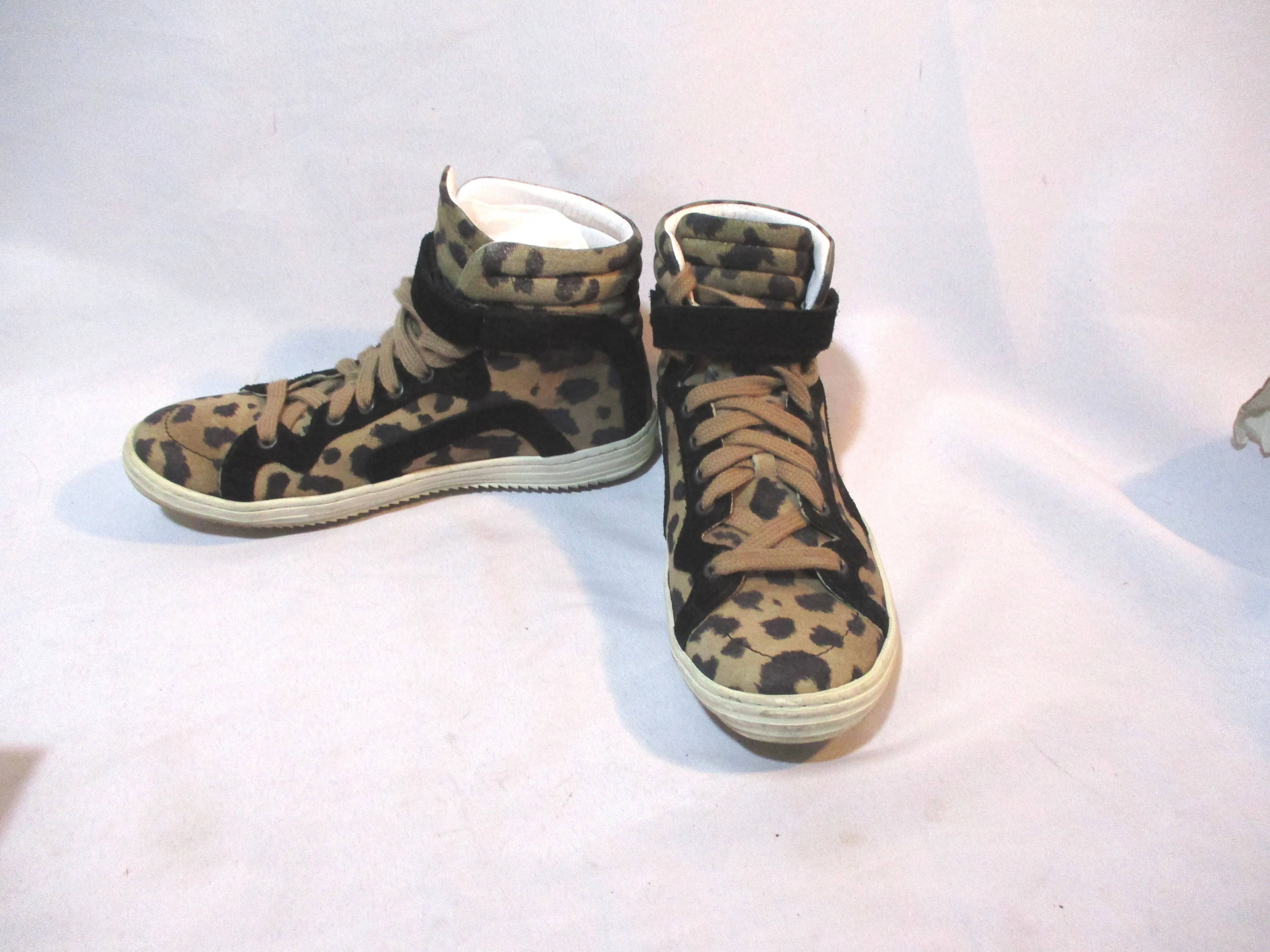 PIERRE HARDY SUEDE KID KAKI Sneaker Shoe 36  Leopard TRAINER Sport KHAKI