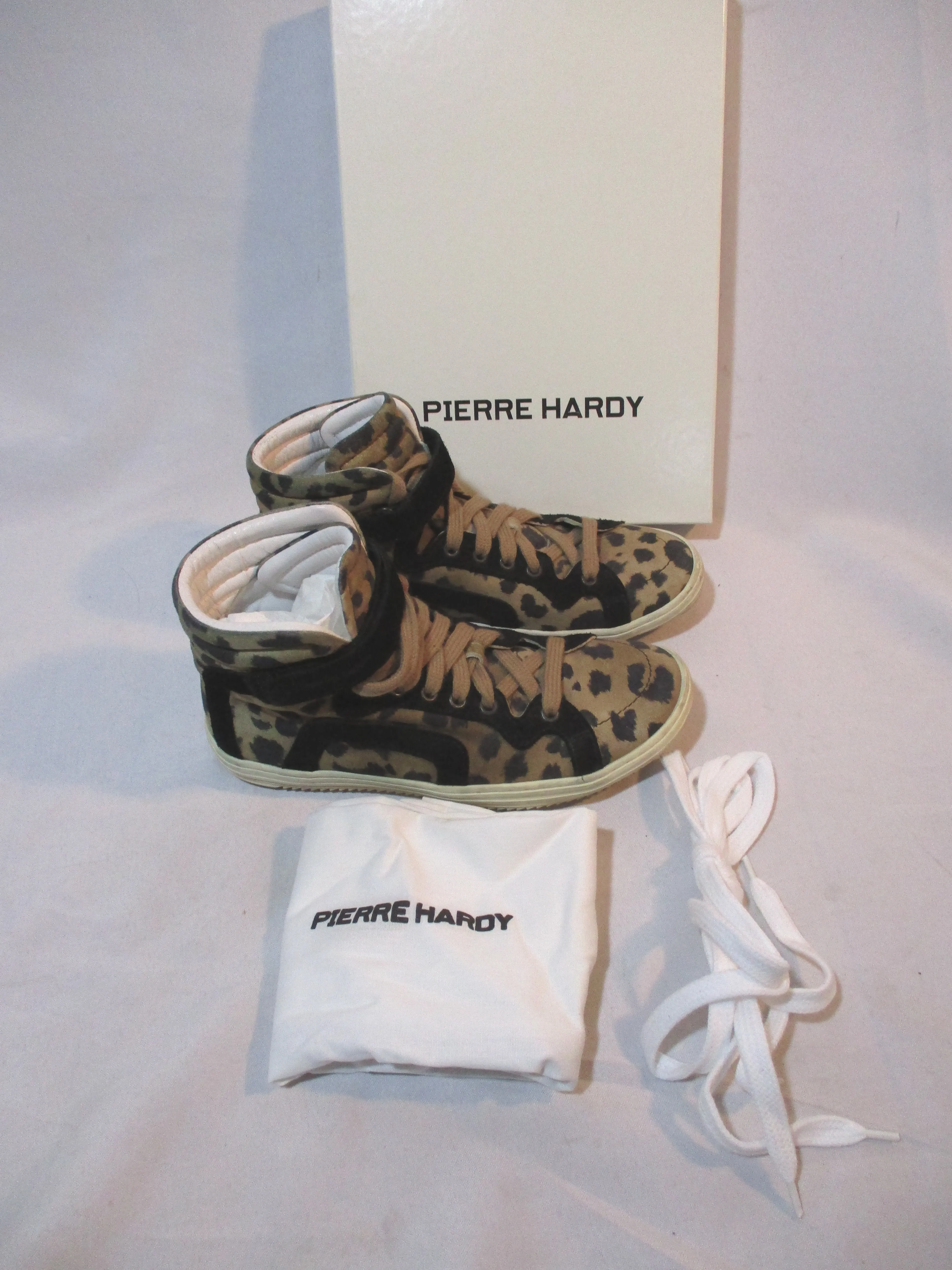 PIERRE HARDY SUEDE KID KAKI Sneaker Shoe 36  Leopard TRAINER Sport KHAKI