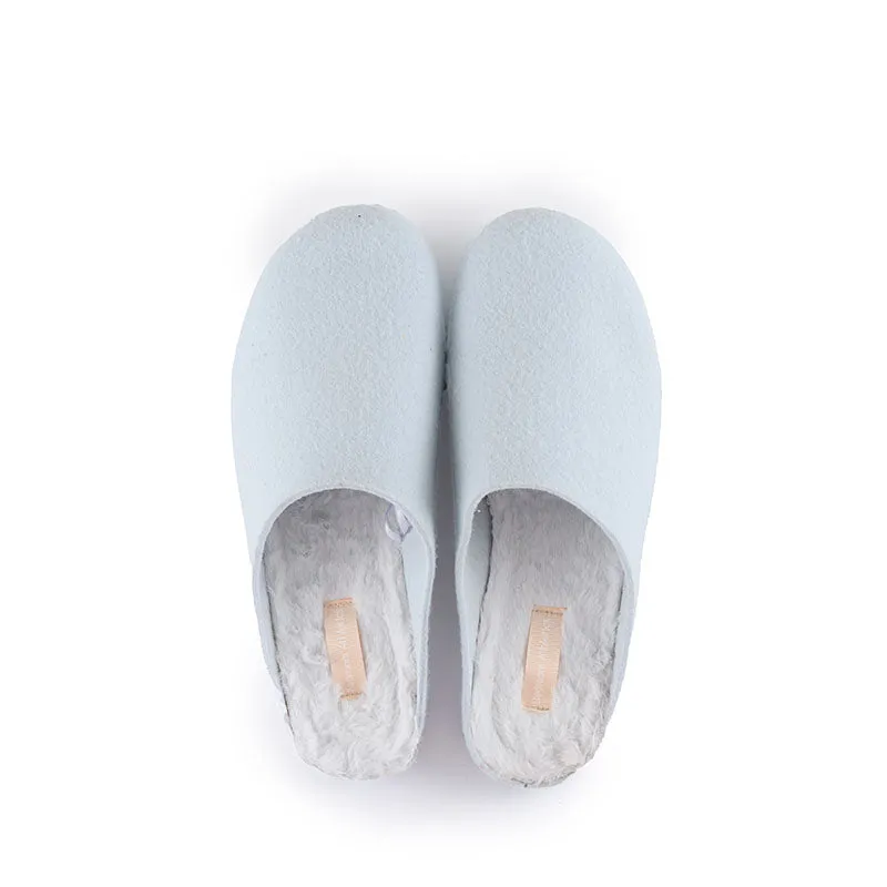 Pilar - Vegan Felt Mule Slipper - Baby Blue Marl