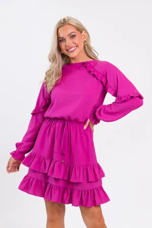 Pinch Me Pink Ruffle Detail Mini Dress