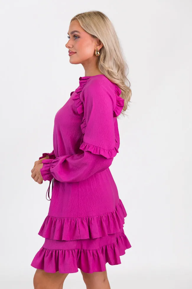 Pinch Me Pink Ruffle Detail Mini Dress