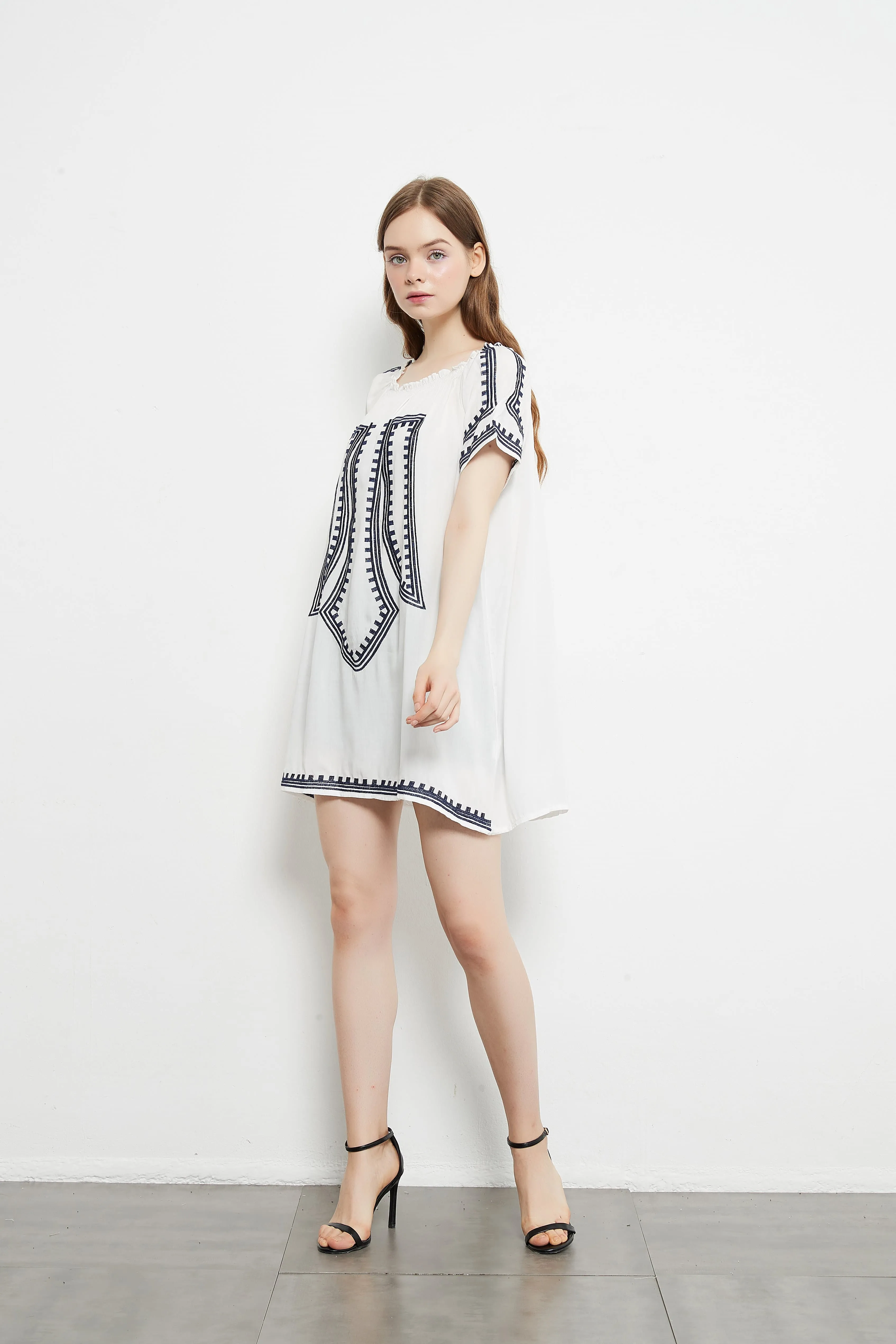 Printed Versatile Off Shoulder Smocked Dress