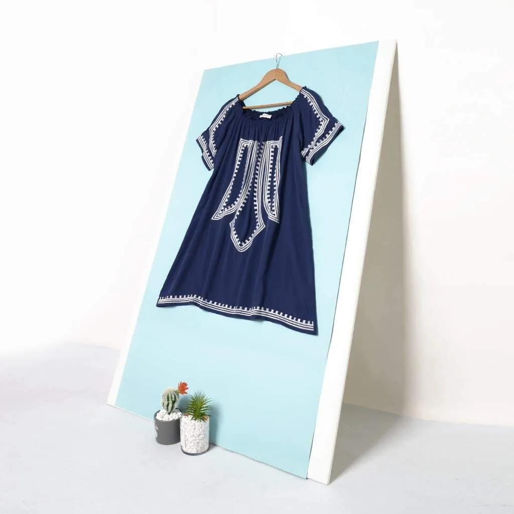 Printed Versatile Off Shoulder Smocked Dress