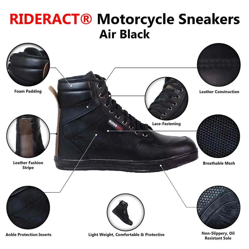 RIDERACT® Motorcycle boots Air Black Riding Sneakers Shoes