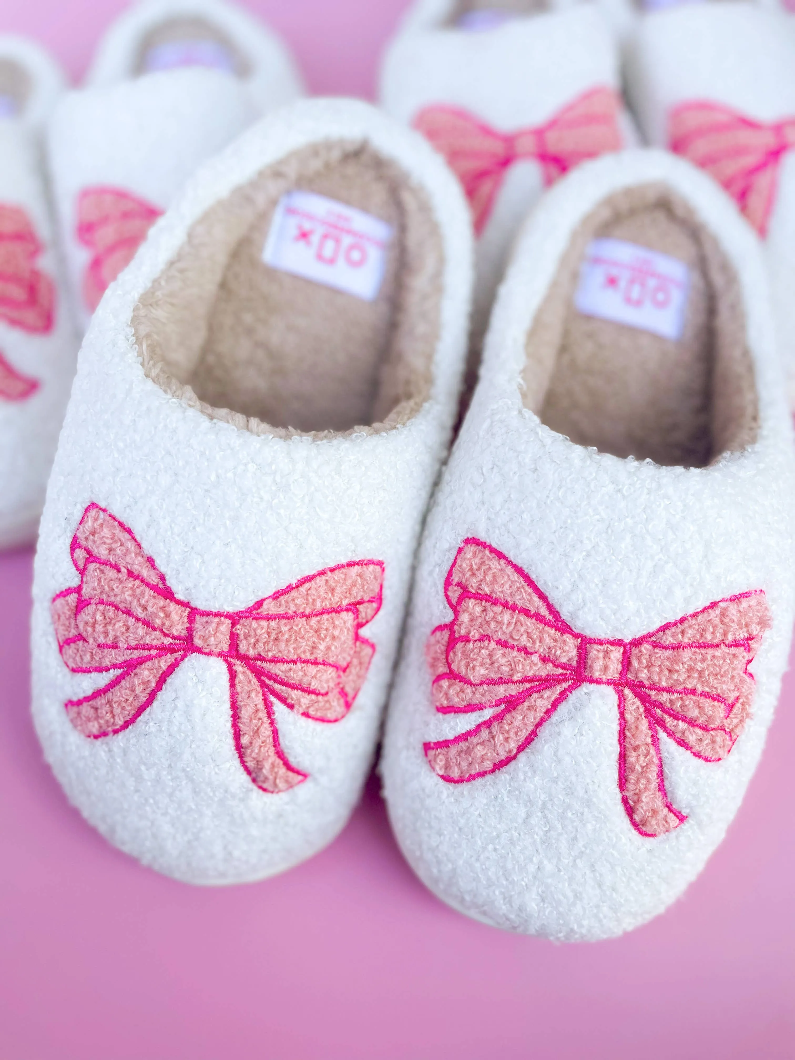 Rock Paper Scissors - Pink Bow Slippers: Small