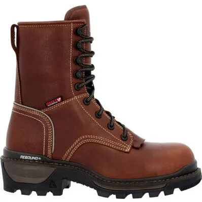 Rocky Men's Rams Horn Logger 9" WP Comp Toe Work Boot Brown RKK0397