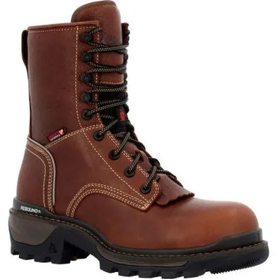 Rocky Men's Rams Horn Logger 9" WP Comp Toe Work Boot Brown RKK0397