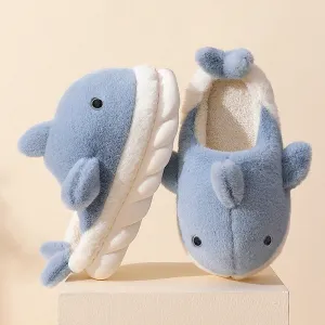 Shark Slippers Soft Sole Furry Shoes Home Bedroom Slippers Women