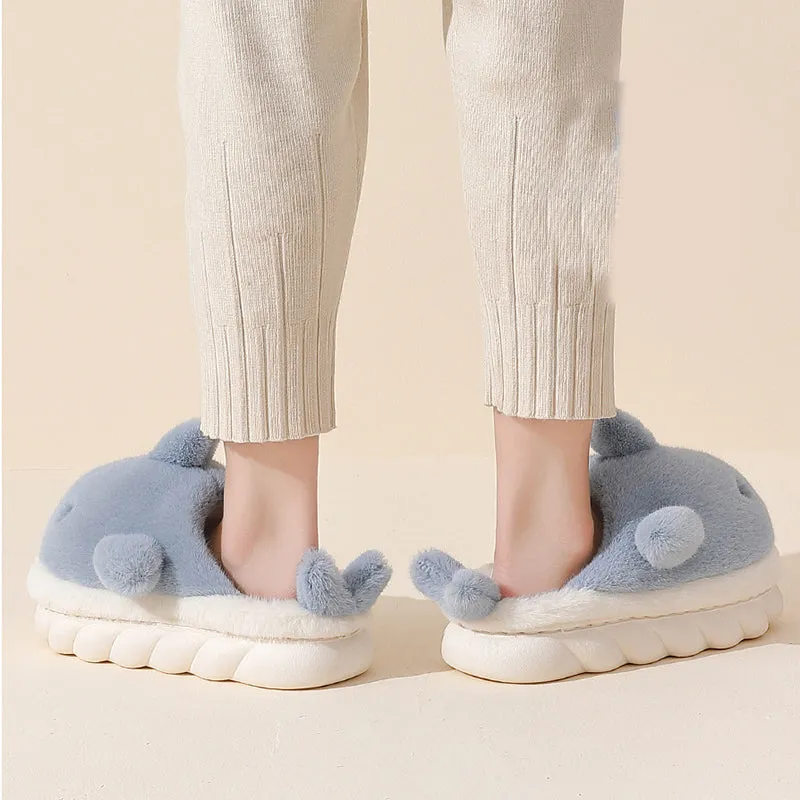 Shark Slippers Soft Sole Furry Shoes Home Bedroom Slippers Women