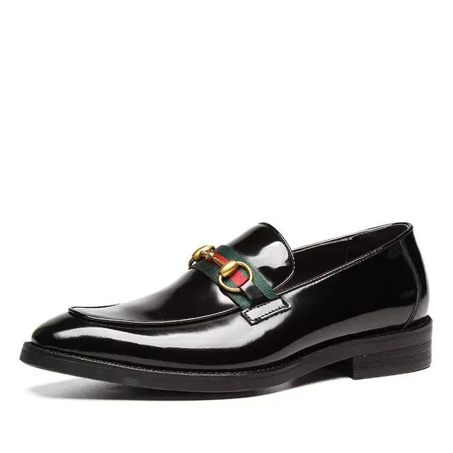 Shiny Patent Leather Metal Appliques Loafers