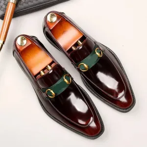 Shiny Patent Leather Metal Appliques Loafers