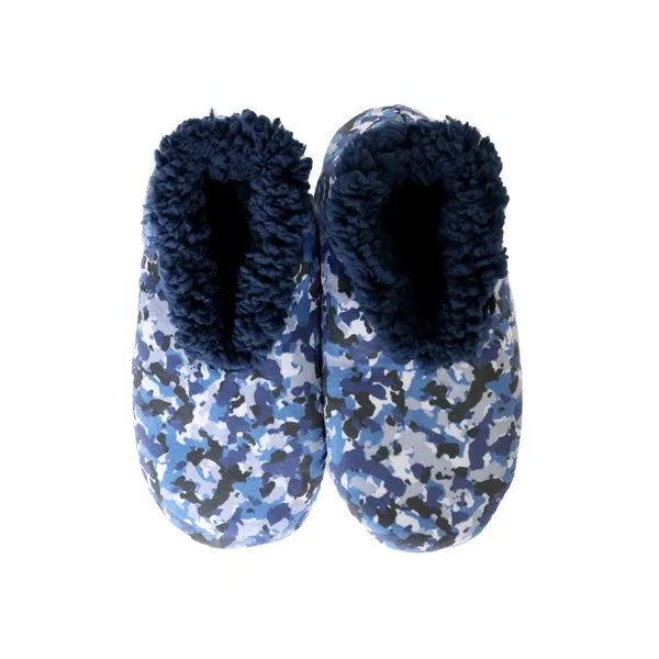 Snuggups Kids Velvet Blue Camo Slippers Medium