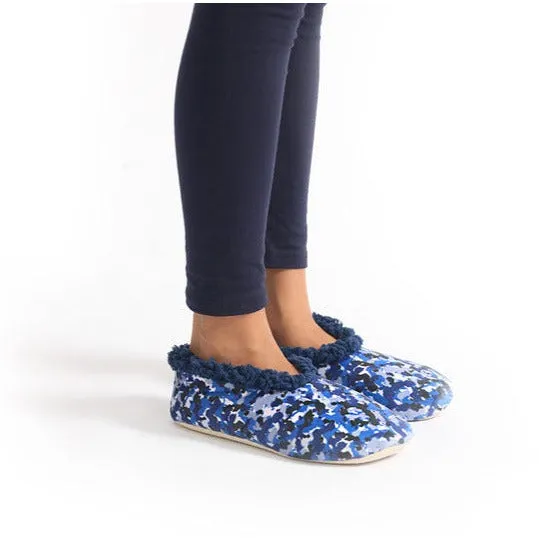 Snuggups Kids Velvet Blue Camo Slippers Medium