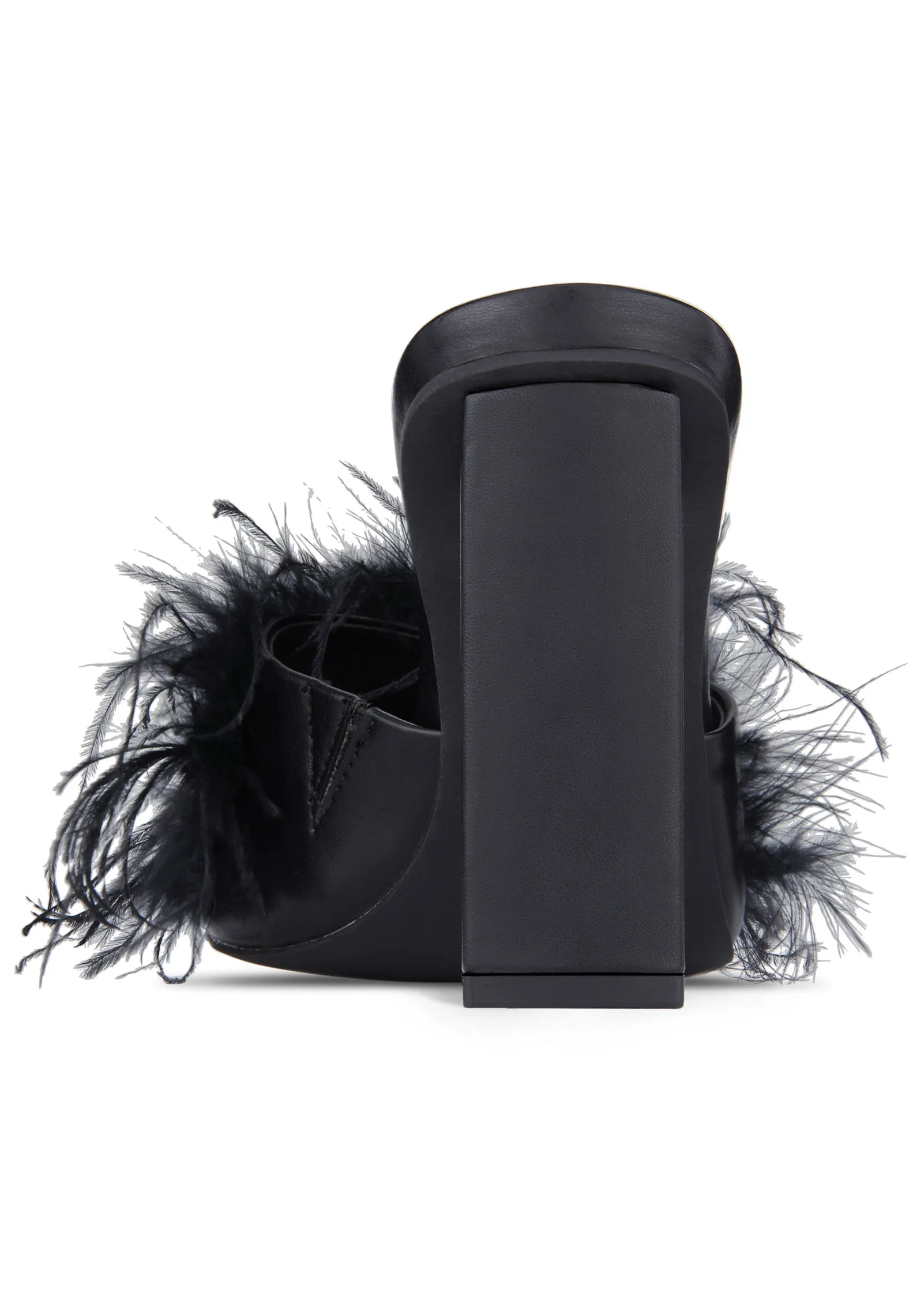 Square Toe Feather Heels - Black