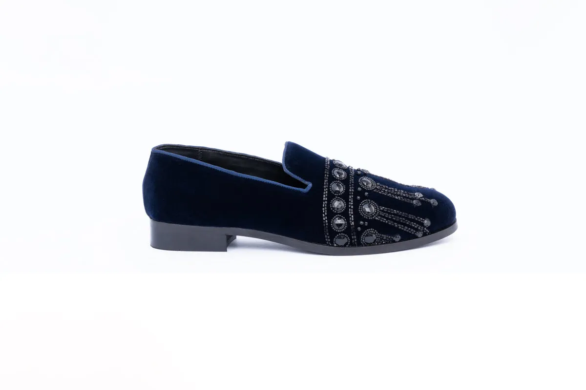 Stone embroidered slip-ons