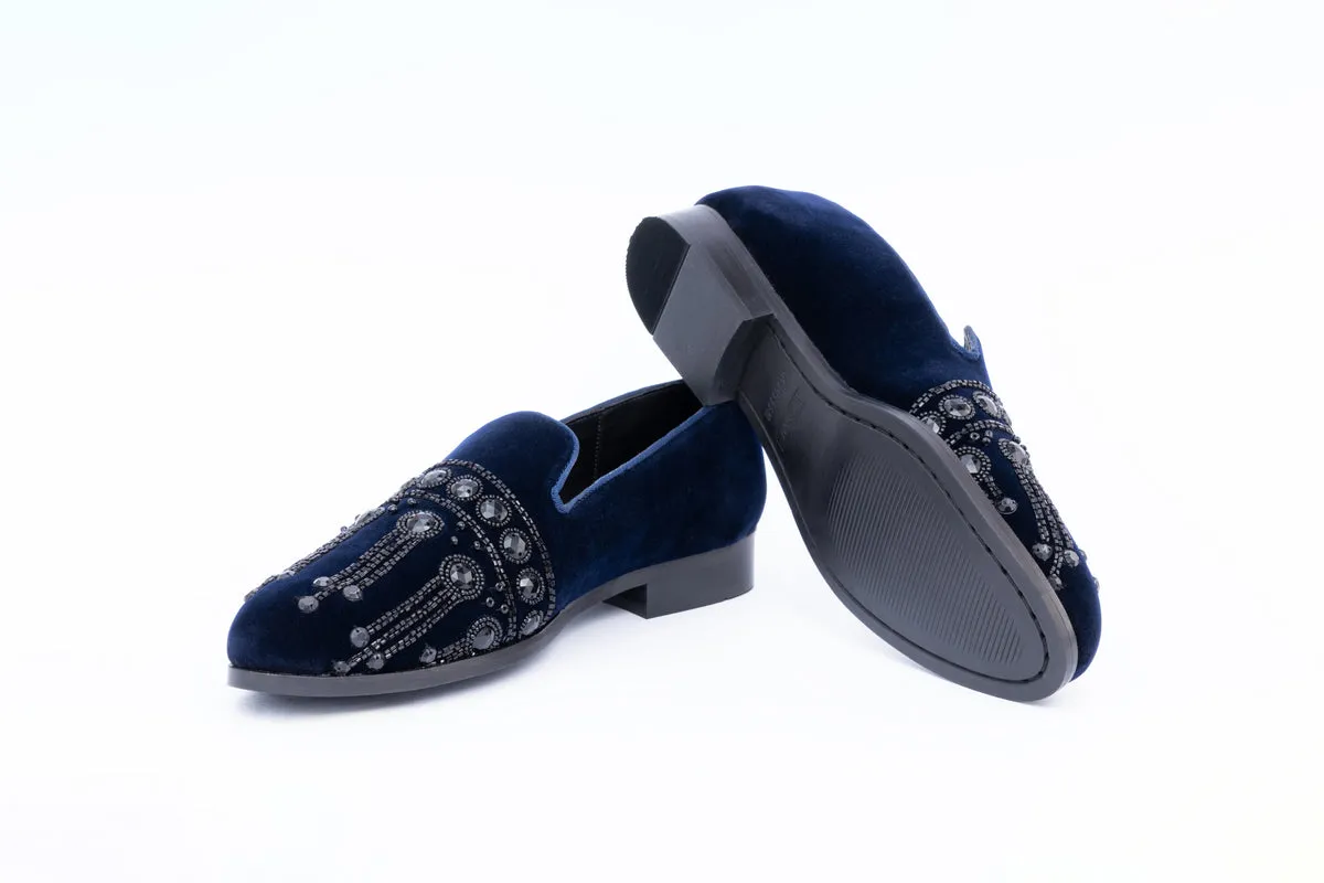 Stone embroidered slip-ons