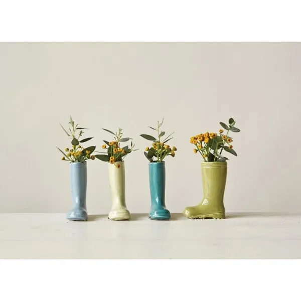 Stoneware Distressed Boot Vase - Assorted Colors