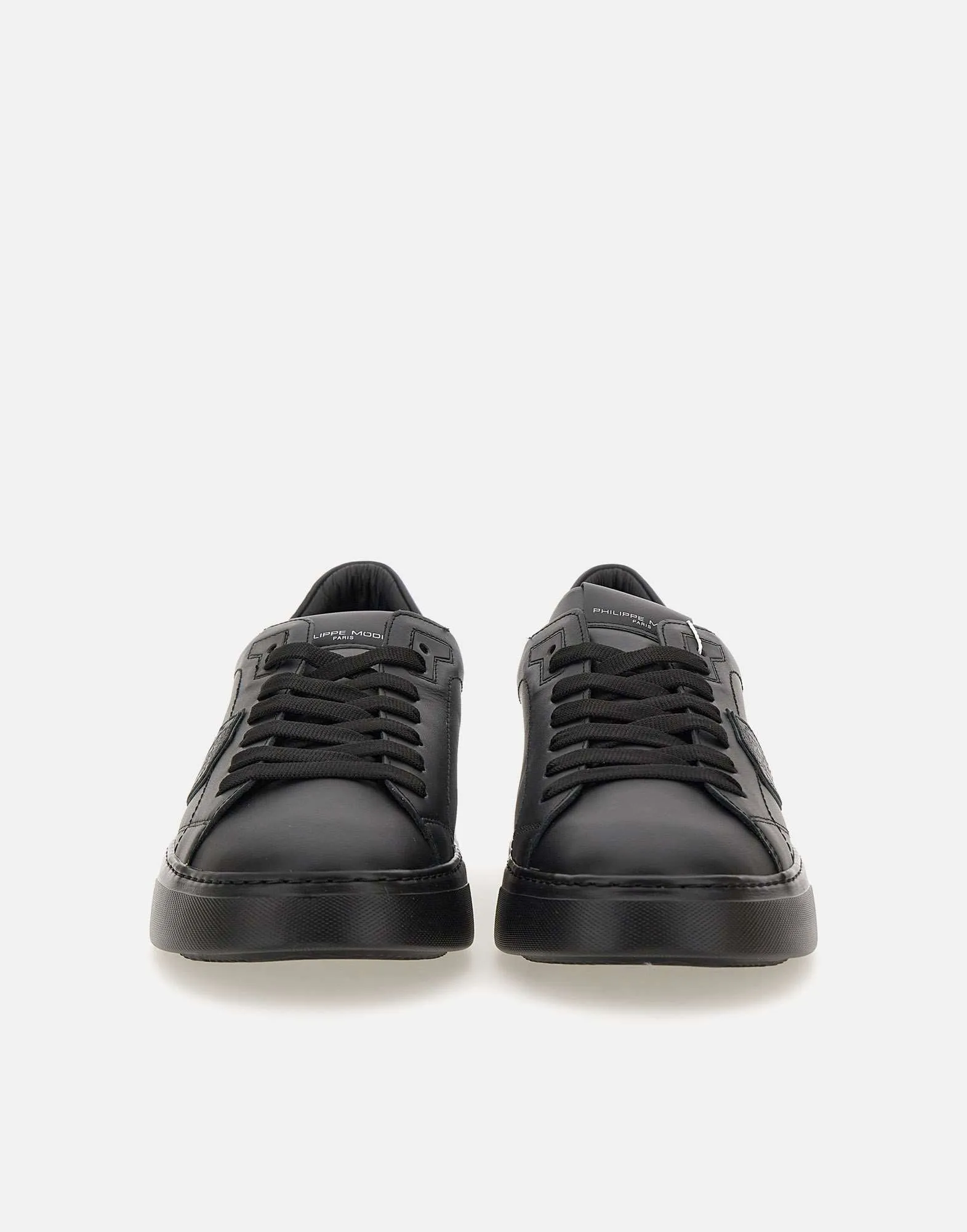 Temple Low Black Leather Sneakers