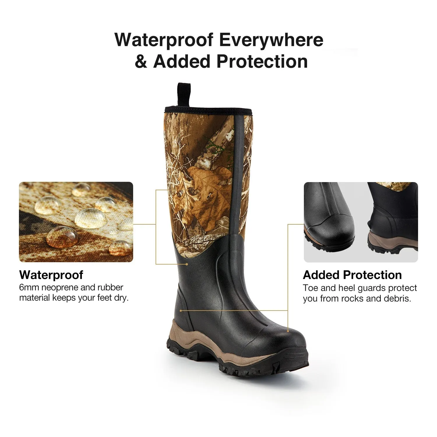 TideWe® Hunting Boots for Men 6mm Neoprene and Rubber Boot