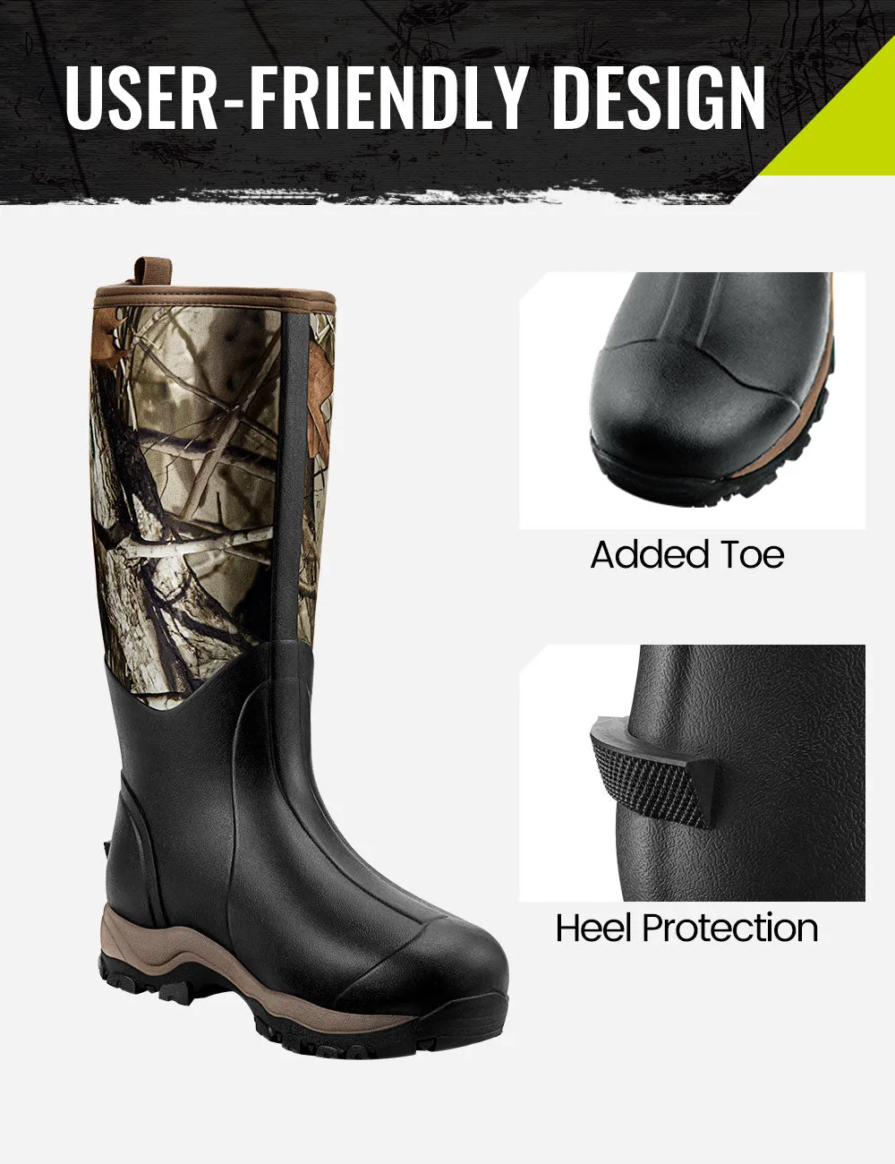 TideWe® Hunting Boots for Men 6mm Neoprene and Rubber Boot