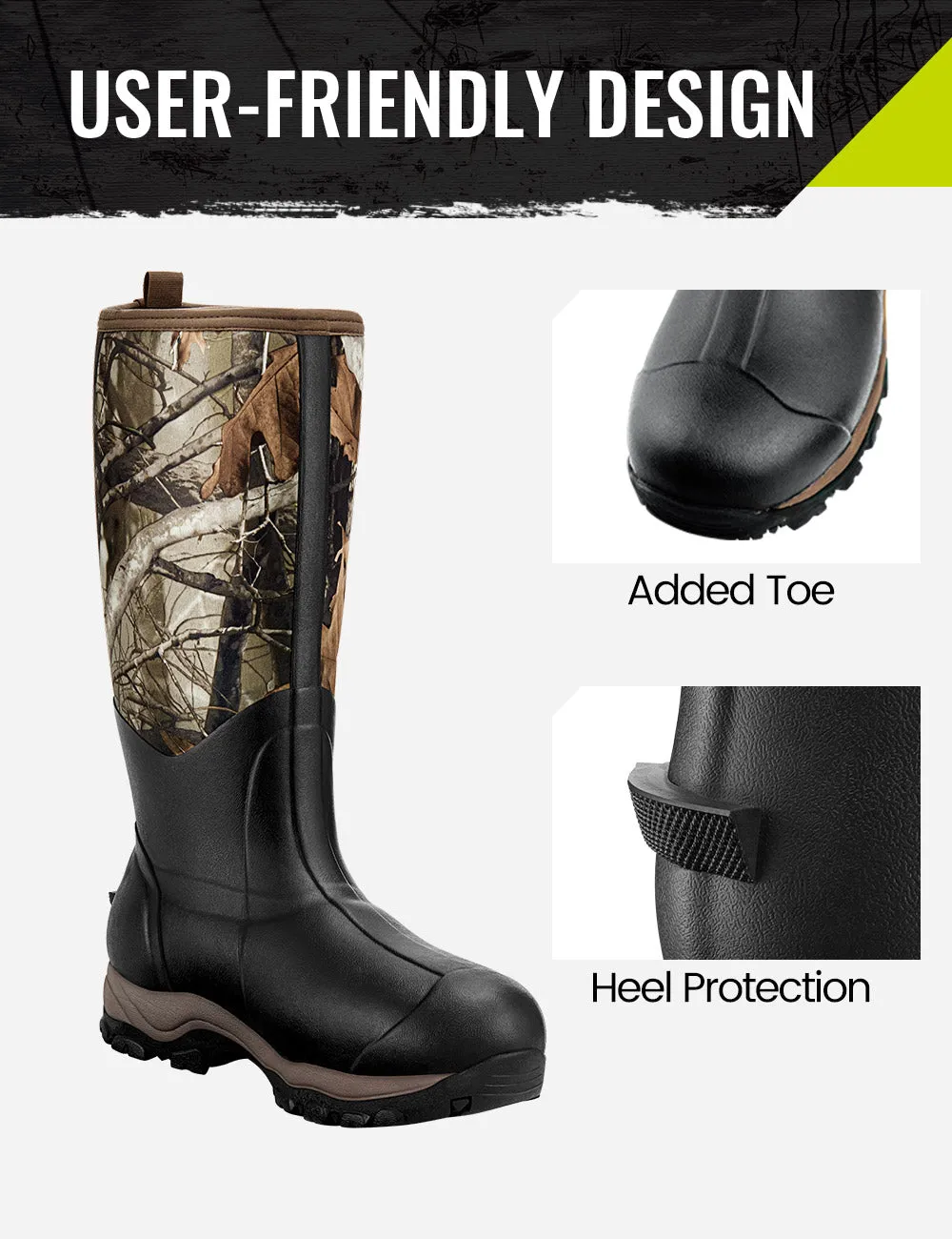 TideWe® Hunting Boots for Men 6mm Neoprene and Rubber Boot