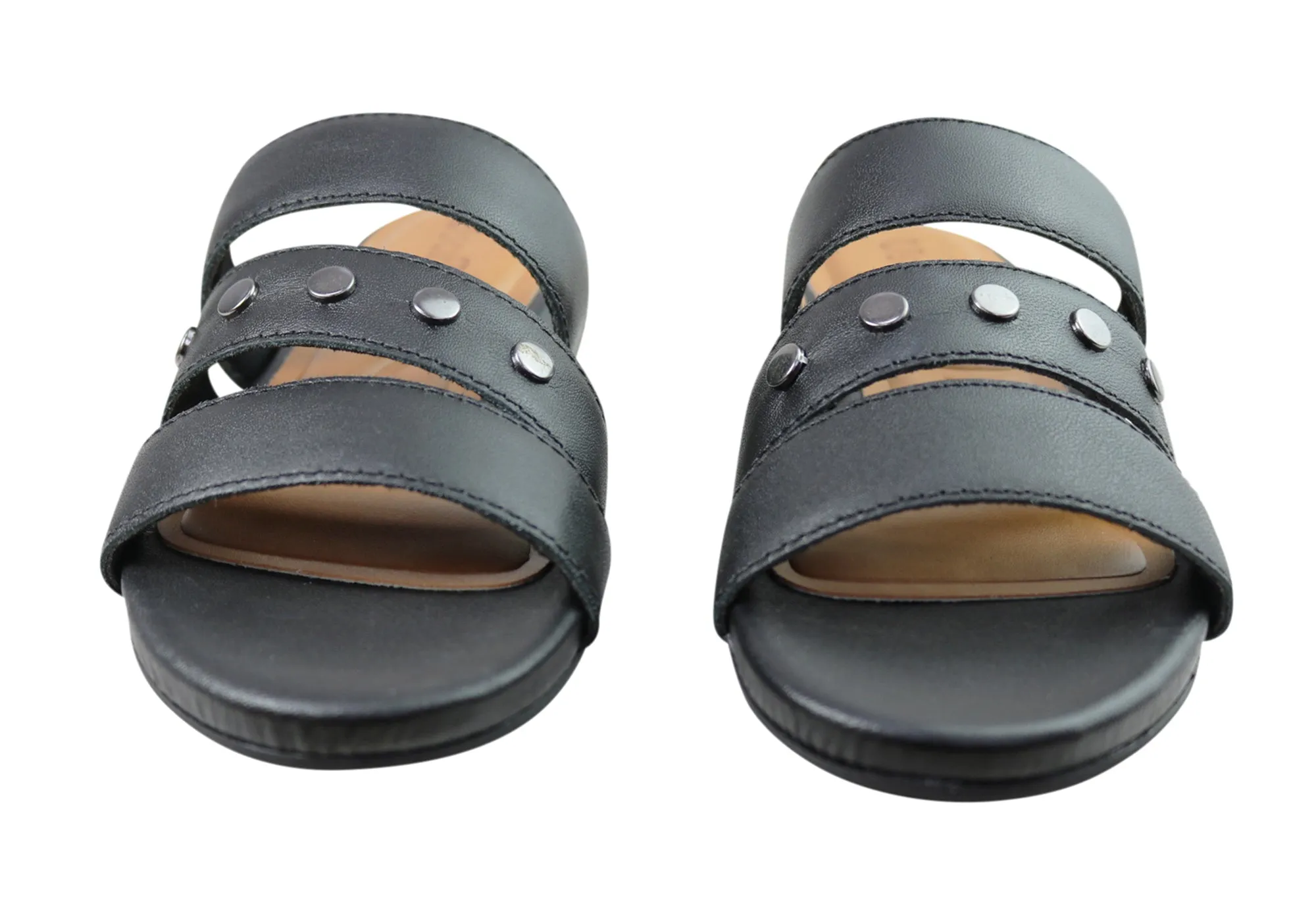 Usaflex Skyler Womens Comfort Leather Slides Sandals Made In Brazil