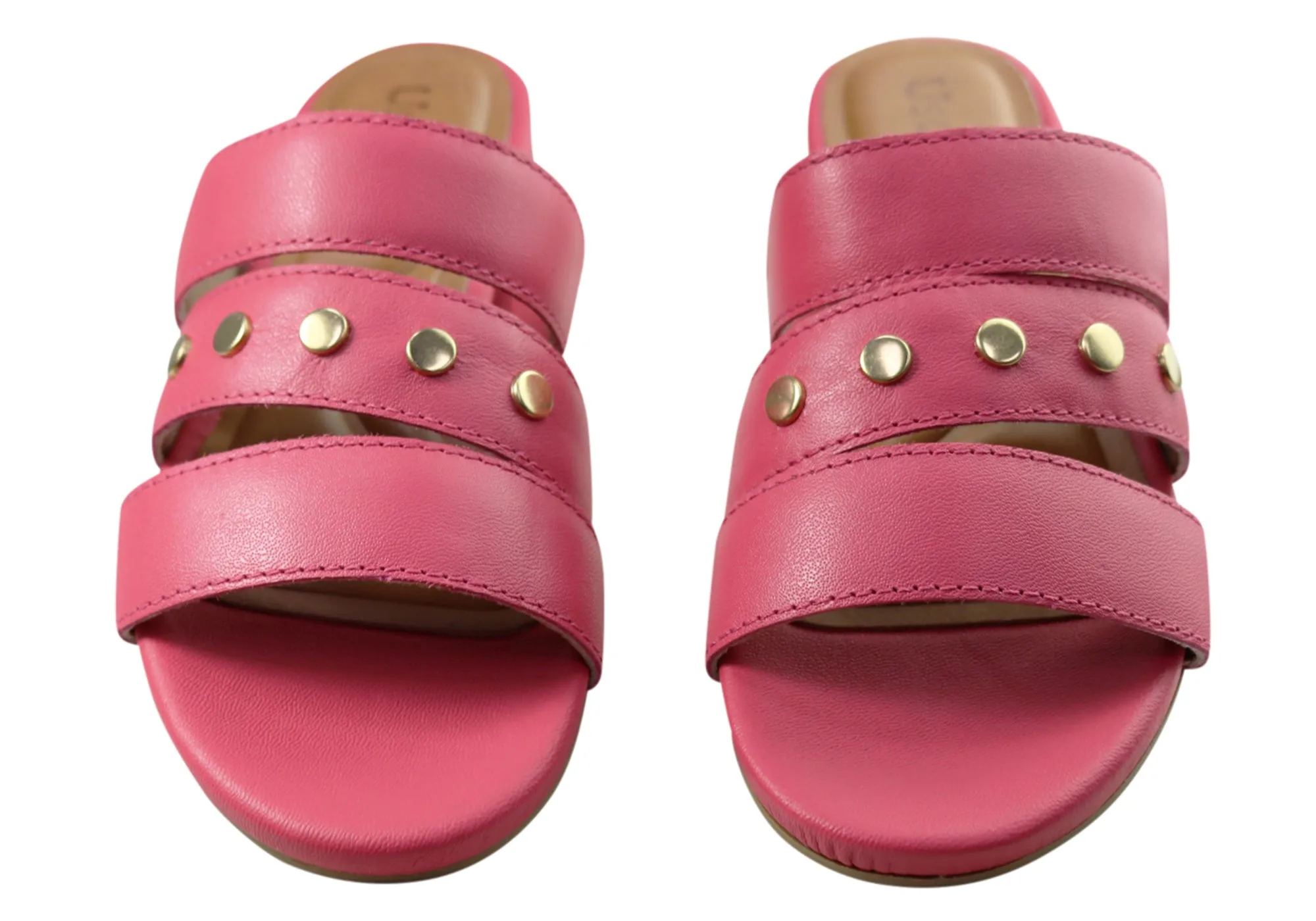 Usaflex Skyler Womens Comfort Leather Slides Sandals Made In Brazil