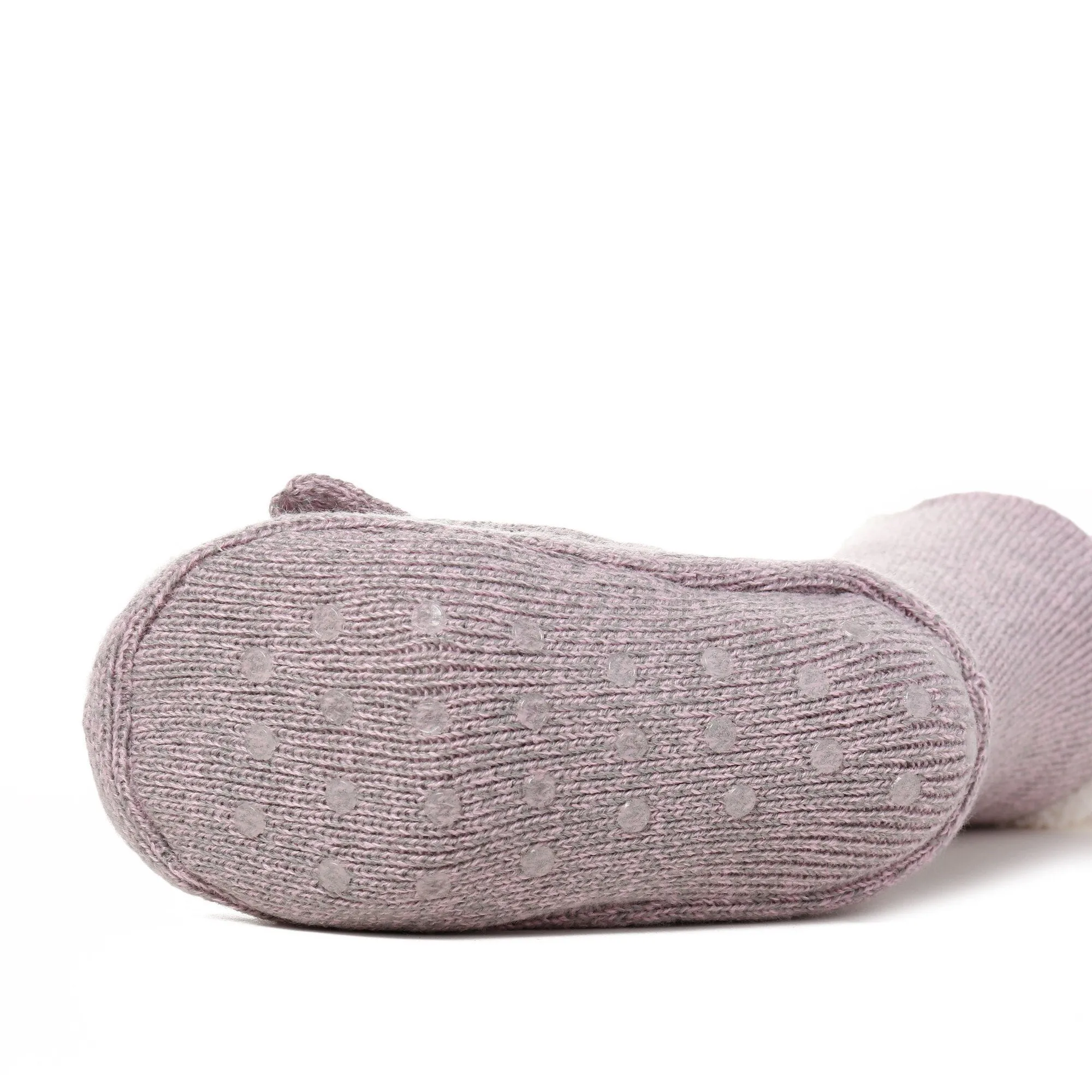 Women's Cute Knit Dog Slipper Socks - Pink/Grey