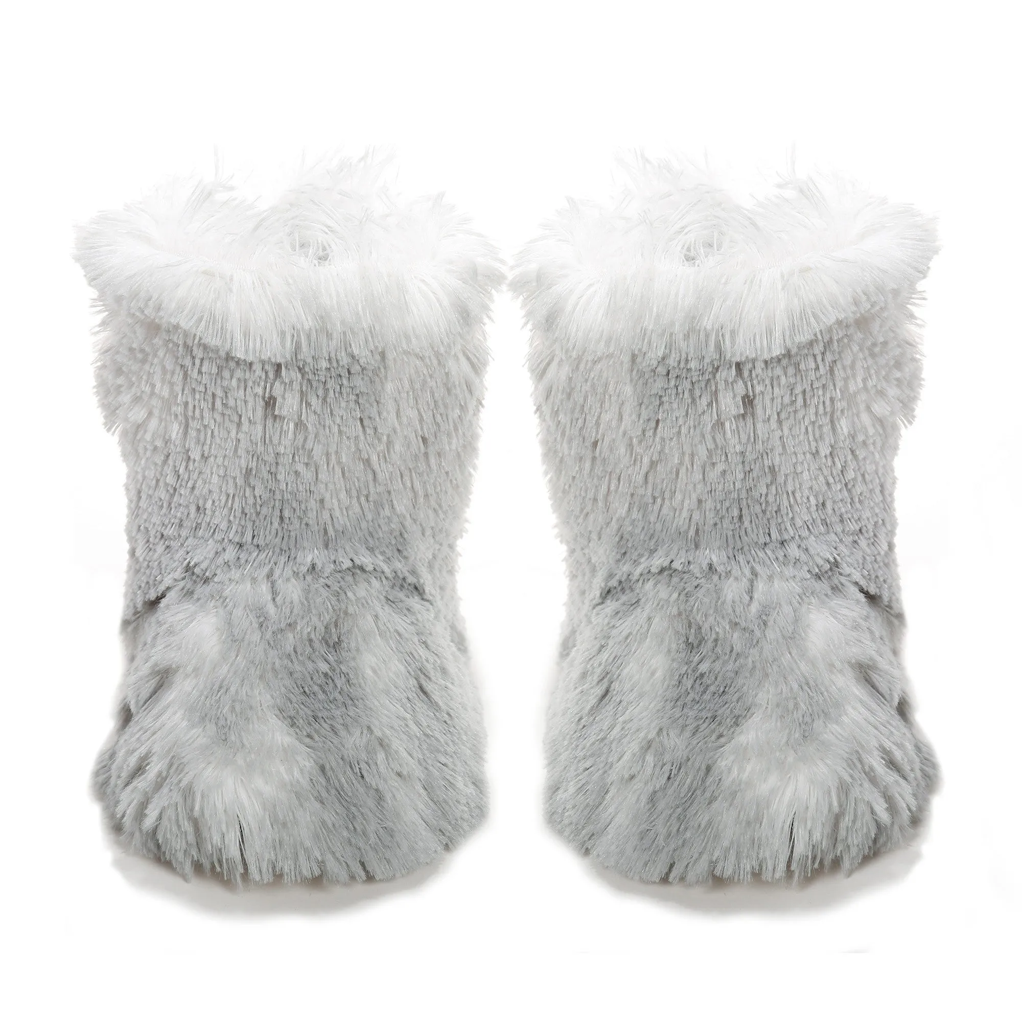 Women's Hi-Fashion Two Tone Faux Fur Boot Slipper