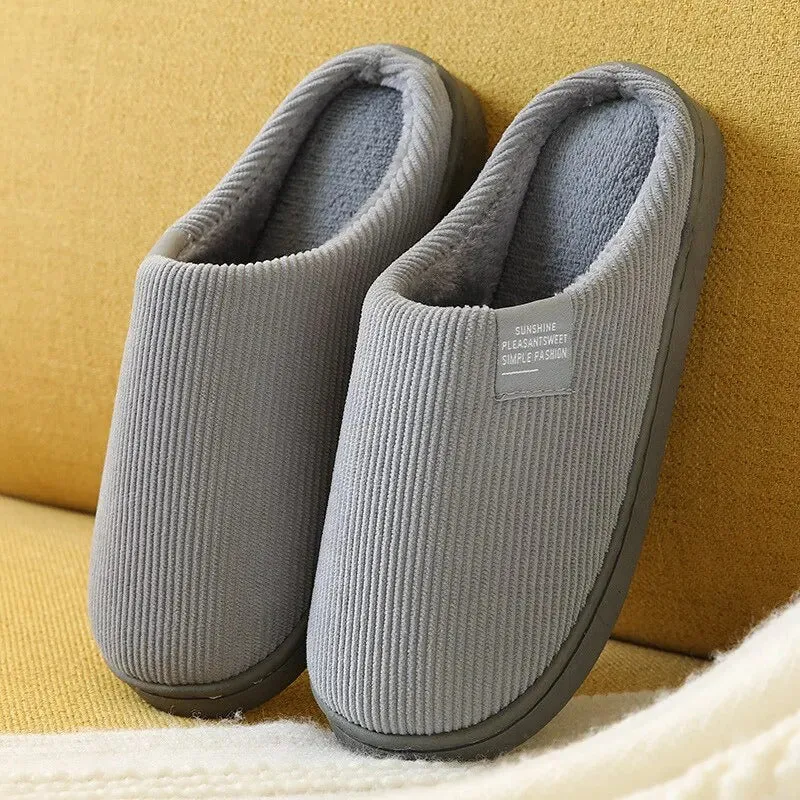 Women's Men's Thick Soft Bottom Home Slippers Household Plush Slippers Anti-slip Thermal Slippers Indoor Winter