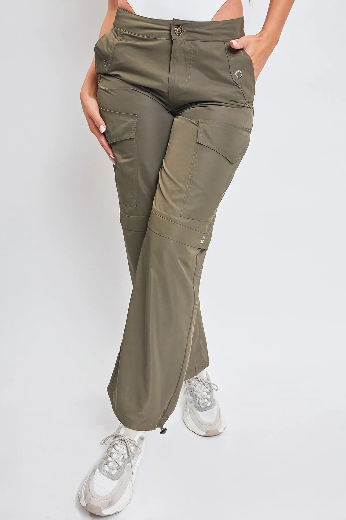 Women's  Nylon Cargo Pants With Bungee Hem