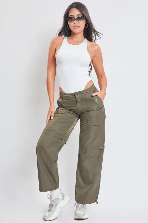 Women's  Nylon Cargo Pants With Bungee Hem