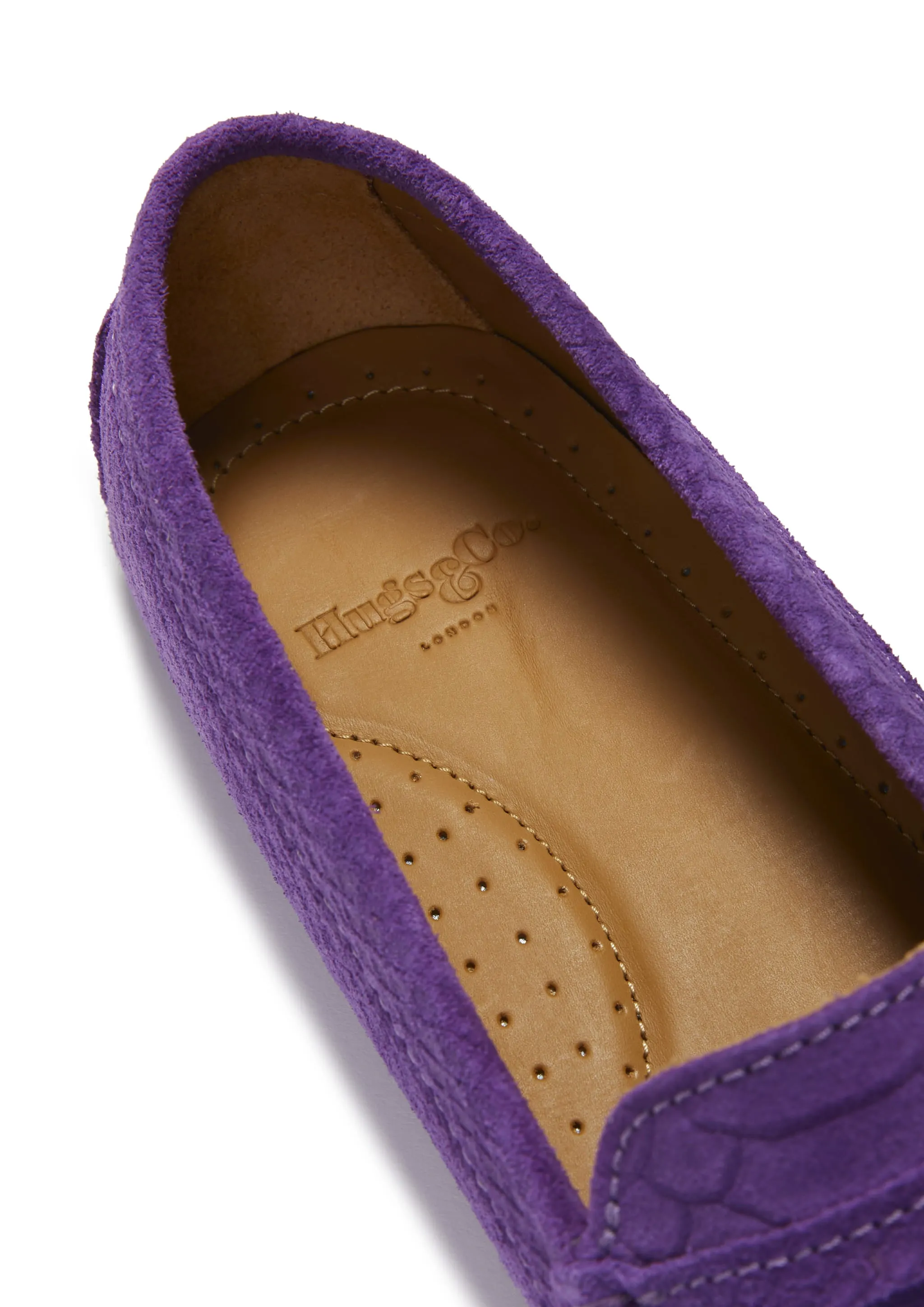 Women's Penny Driving Loafers, purple embossed suede