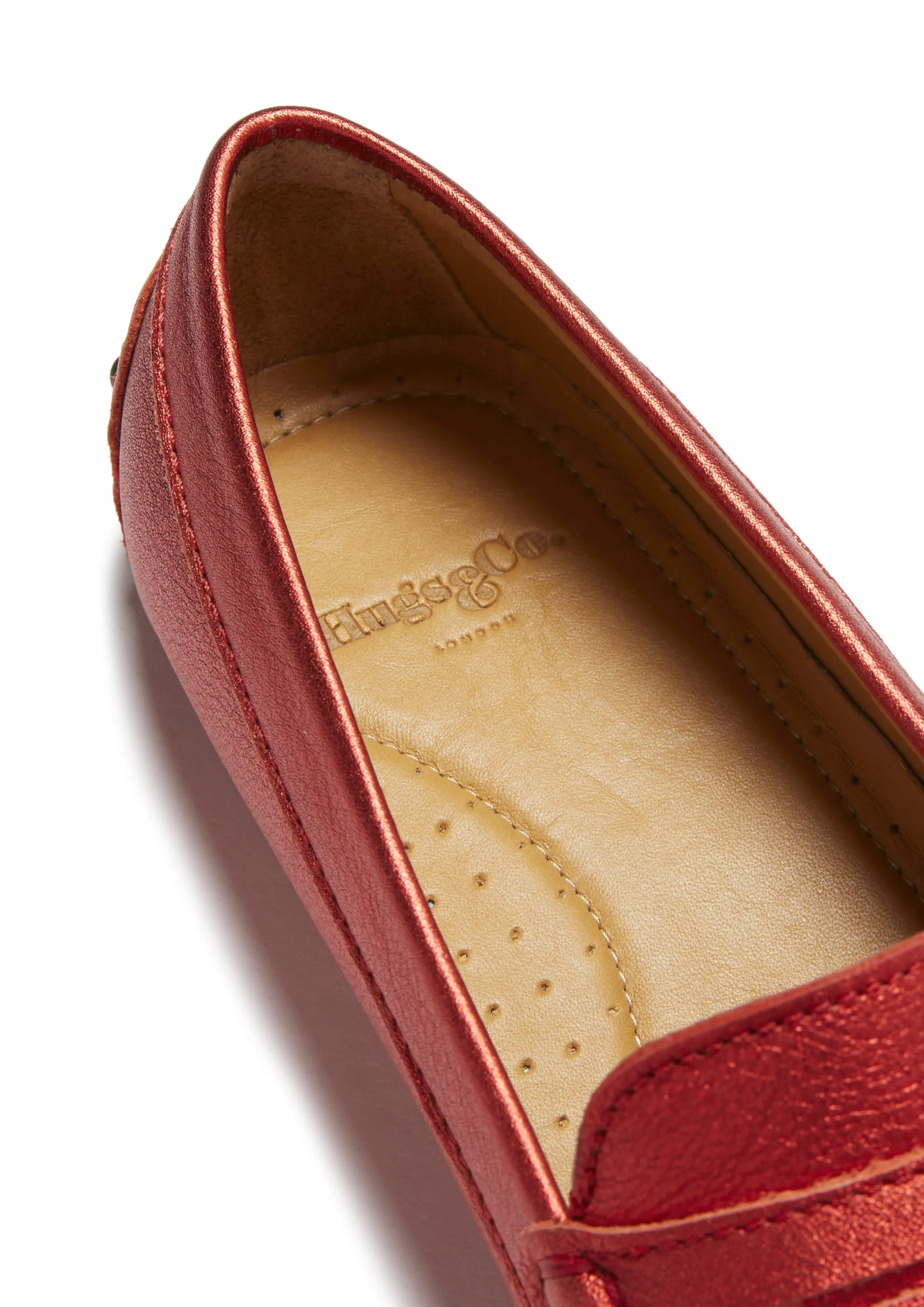 Women's Penny Driving Loafers, red metallic leather