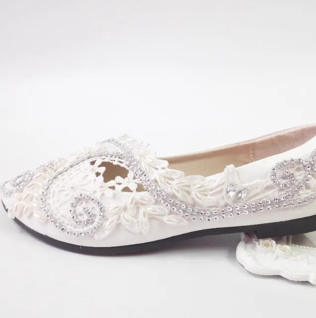 Women's Wedding Shoes Decorative Heel Wedding Heels Bridal Shoes With Beading WS0013