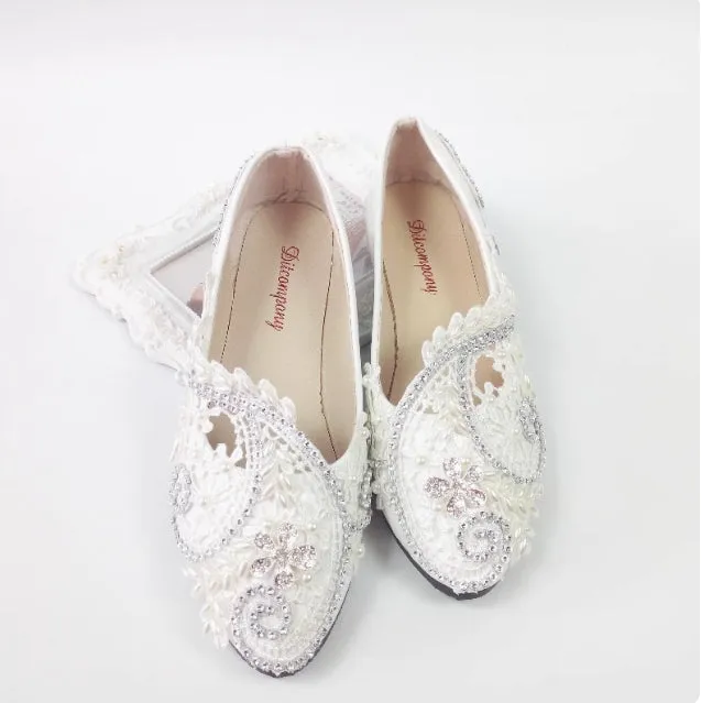 Women's Wedding Shoes Decorative Heel Wedding Heels Bridal Shoes With Beading WS0013