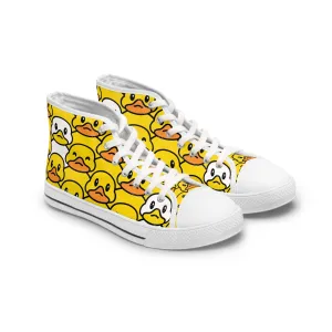 Yellow Rubber Duck and White Duck Women's High Top Sneakers